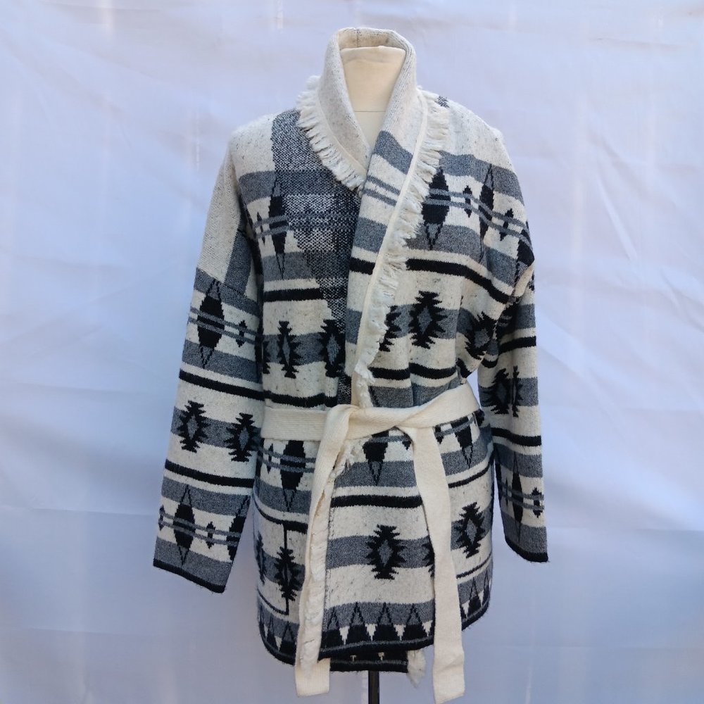 Tahari Belted Aztec Cardigan